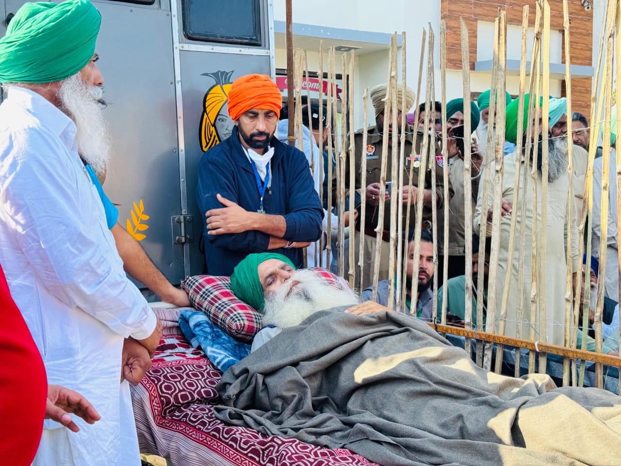 On the 58th Day, Dallewal Steps Out on a Stretcher