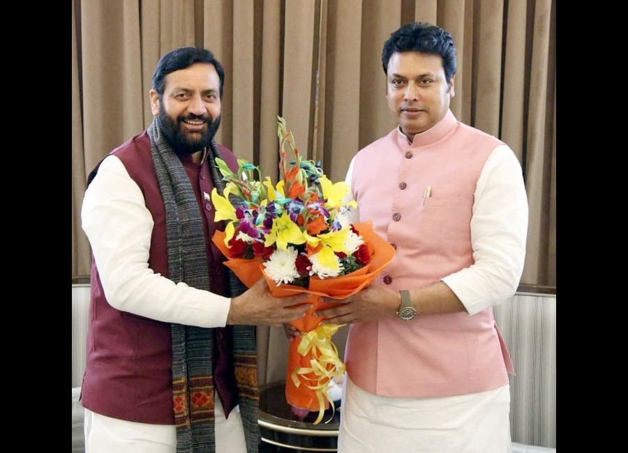 Chief Minister Nayab Singh Saini Meets Former Tripura CM Biplab Deb in a Courtesy Meeting